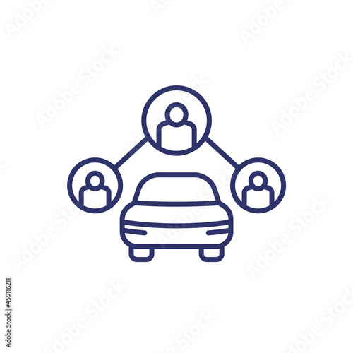 carsharing line icon, people and a car