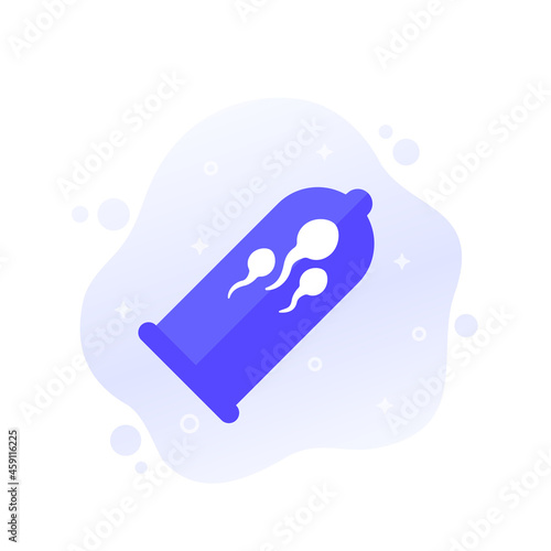 condom with sperm, contraception vector icon