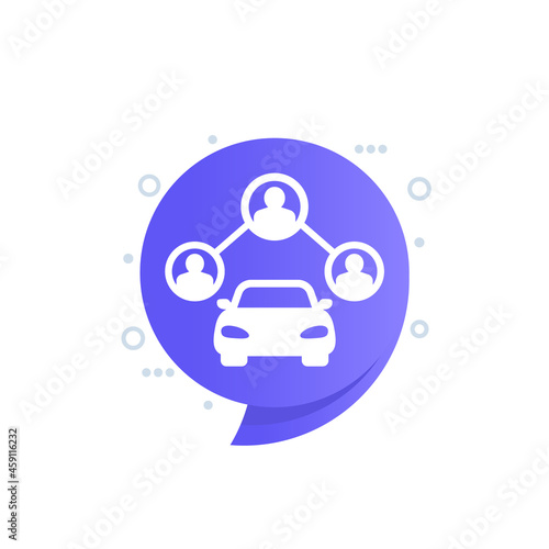 carsharing icon, people and a car, vector