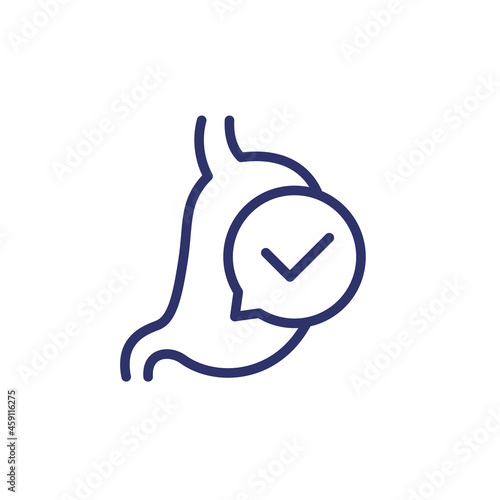 good digestion icon with a stomach, line vector