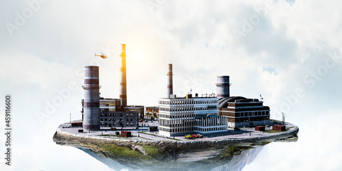 Foto Industrial power plant with smokestack