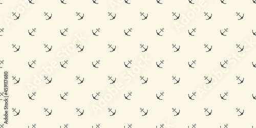 Nautical seamless pattern with geometric ship anchors
