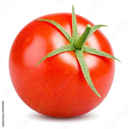 Isolated tomato. One whole tomato isolated on white background with clipping path