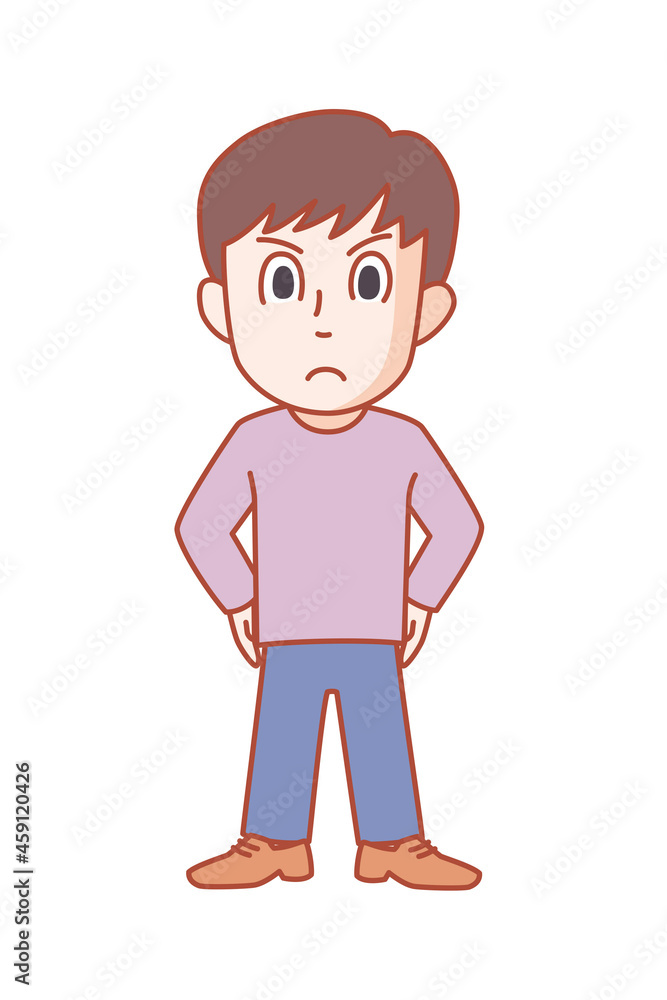 Illustration of an angry three-headed young man