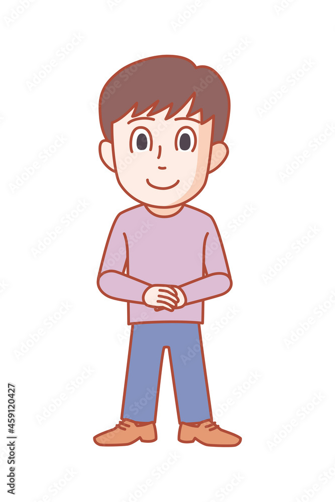 Illustration of a three-headed young man who feels at ease Illustration of a three-headed young man who feels at ease
