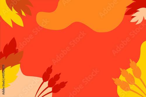 Autumn background with flat leaves. Seasonal lettering.web banner template.vector illustration. EPS 10