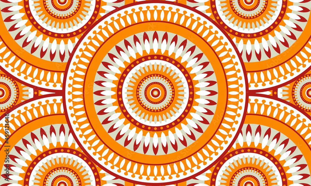 Repeat ethnic Easter circle pattern, seamless pattern