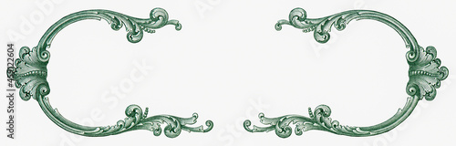 U.S.A. 1 dollar border with empty middle area. Clear One dollar side banknote pattern for your picture or text. U.S. 1 highly detailed dollar banknote. on a white background.