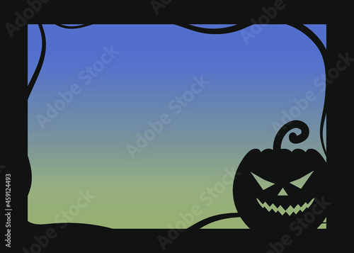 Wallpaper Mural Black halloween frame with pumpkin on blue background vector Torontodigital.ca