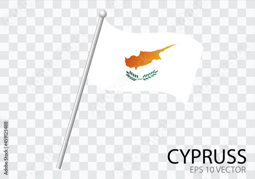 Flag of CYPRUSS with flag pole waving in wind.Vector illustration photo