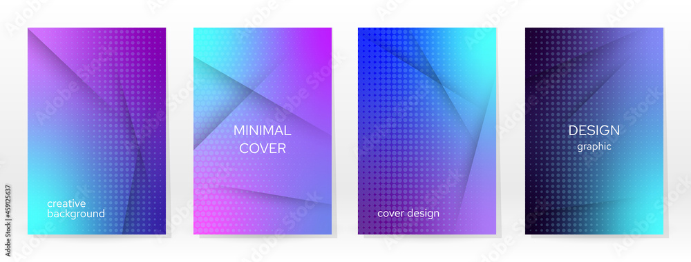 Naklejka premium Minimal Poster. Pastel Soft. Blue Gradient Set.