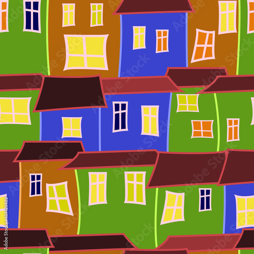 seamless pattern of houses
