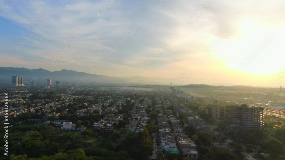 Aerial of the city of Islamabad in Pakistan