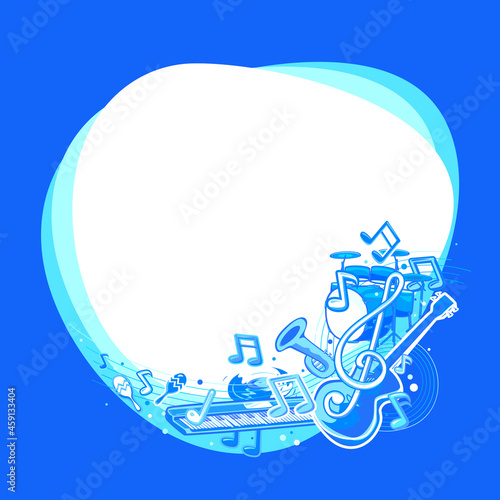 The abstract music notes background. Vector illustration of musical concept