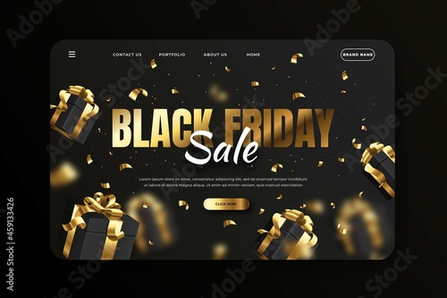 realistic black friday landing page template vector design illustration
