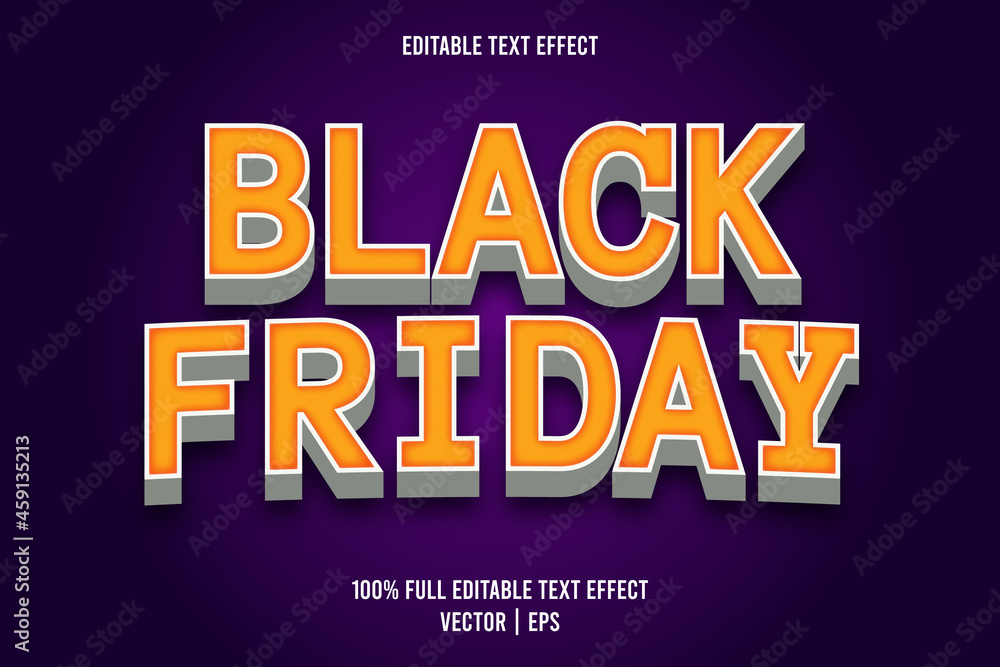 Black friday editable text effect comic style orange color