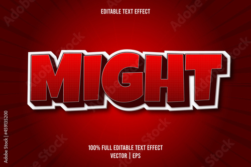 Might editable text effect comic style red color