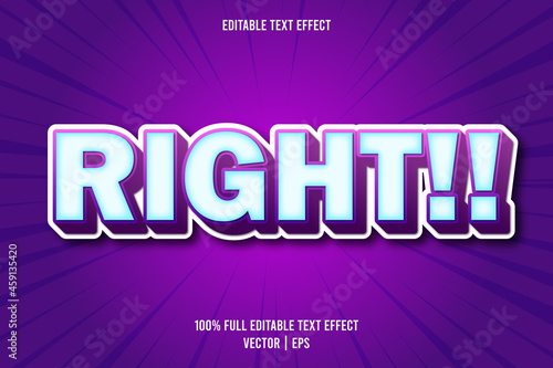 Right!! editable text effect comic style editable text effect