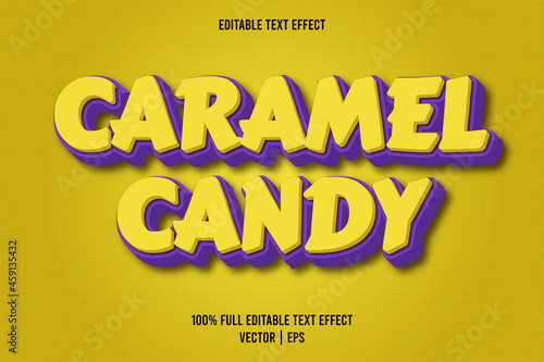 Caramel candy editable text effect yellow and purple color