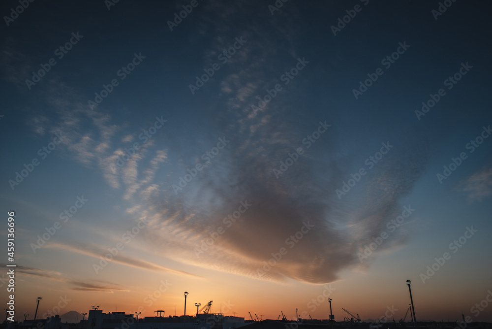 港の夕焼け　横浜