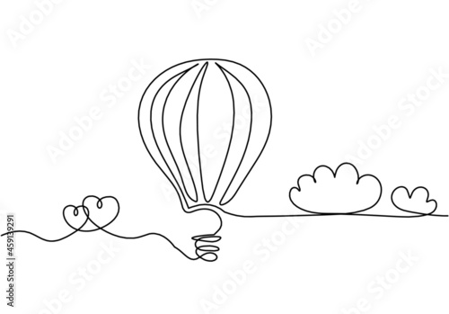 Abstract air balloon as line drawing on white background. Vector