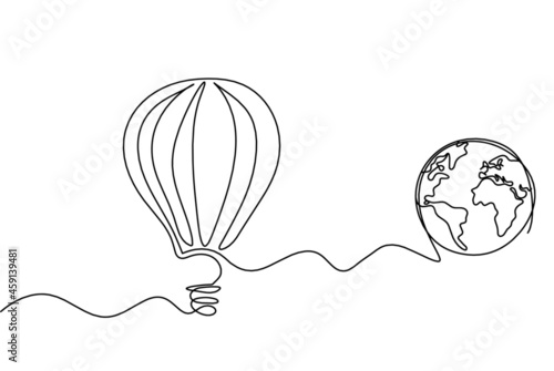Abstract air balloon as line drawing on white background. Vector