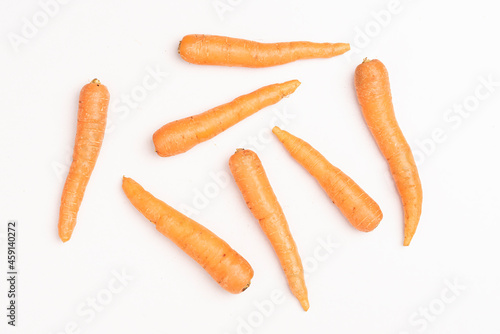Carrots on isolated white background. Carrot vegetable on white background.