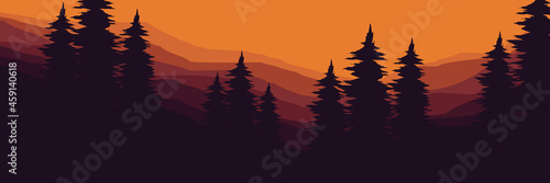 landscape sunset mountain scenery vector illustration for  background  wallpaper  background template  design template  mobile phone apps background and backdrop design 
