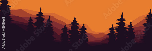 landscape sunset mountain scenery vector illustration for  background  wallpaper  background template  design template  mobile phone apps background and backdrop design 