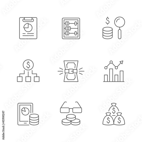 Set line outline icons of budget