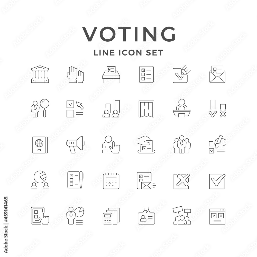 Set line icons of voting Set line icons of voting
