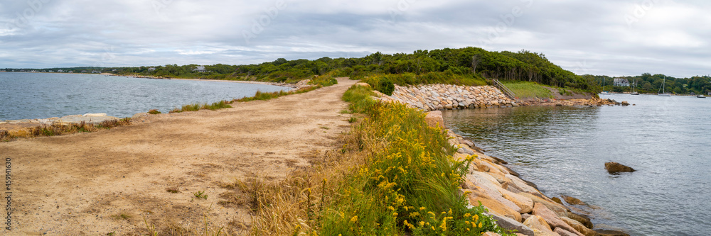 Footpath over the riverbank at the Knob island on Cape Cod
