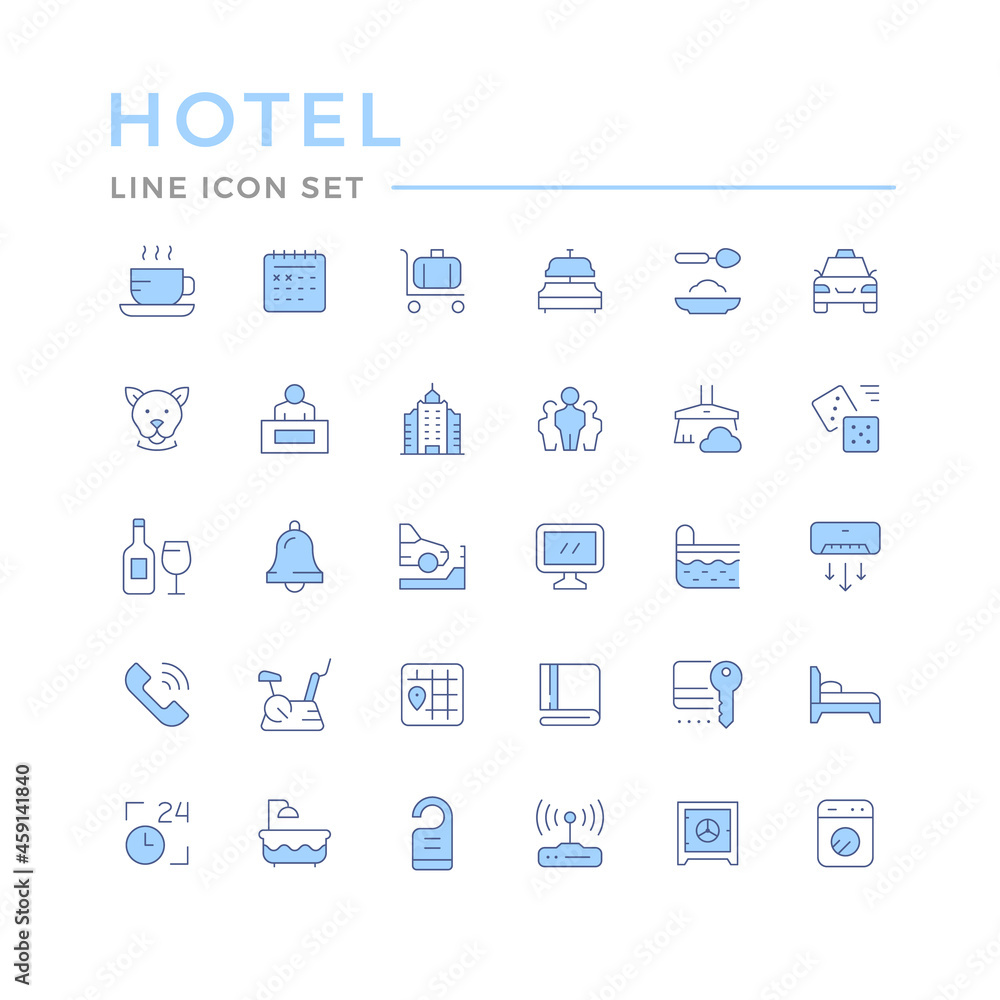 Set color line icons of hotel Set color line icons of hotel