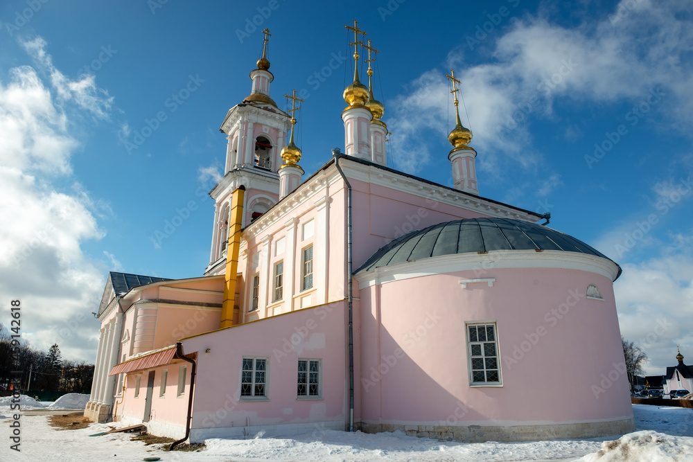 Church of the Ascension of the Lord on a winter day in the city of Kimry, Tver region