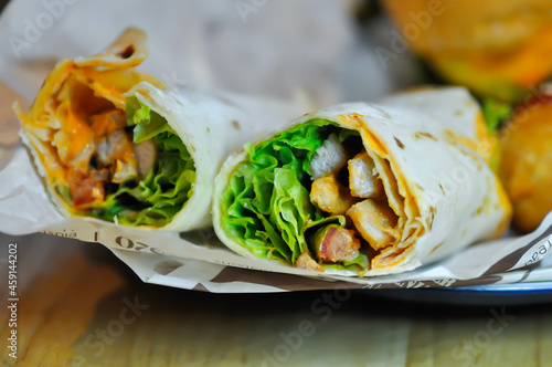 kebab ,pork wraps or taco or vegetable roll or mexican rolls