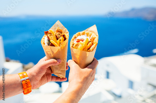 Photos Greek gyros wrapped in pita bread