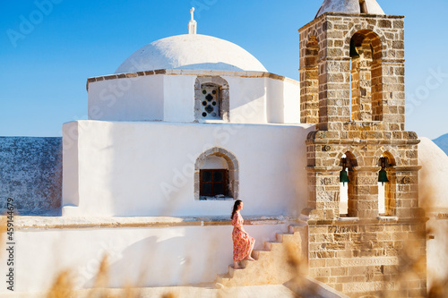 Young girl on Milos island Greece photo