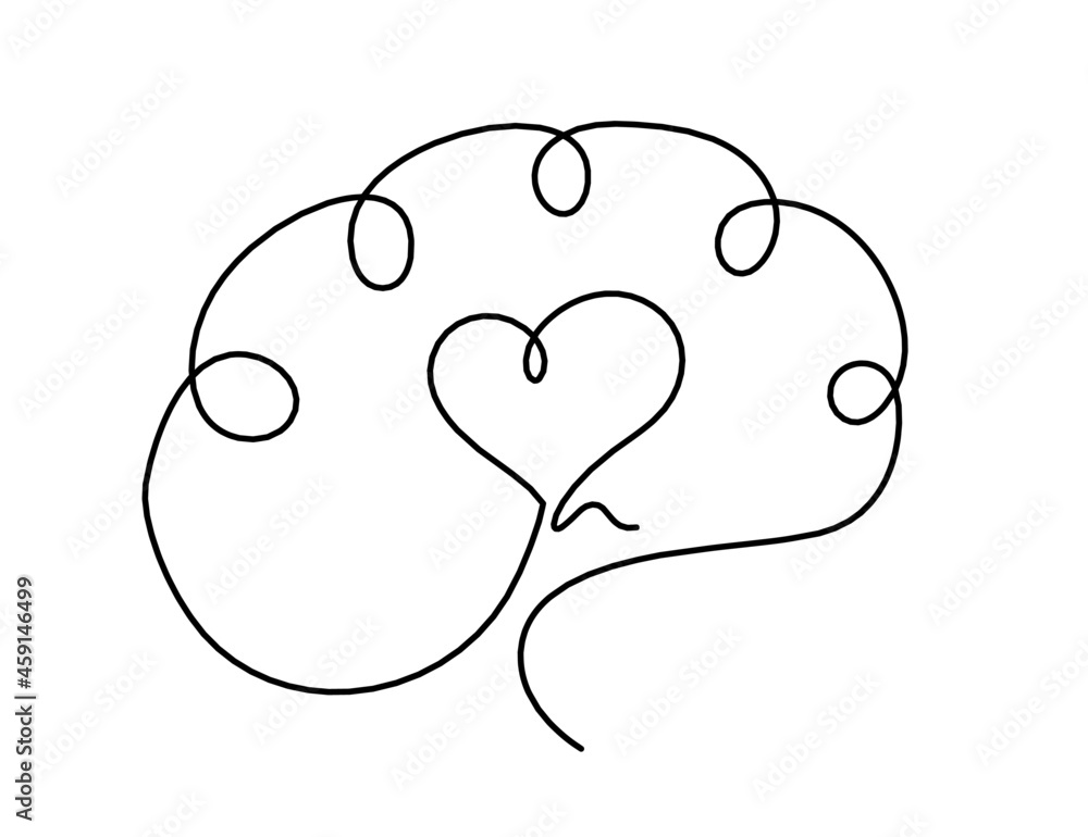 Man silhouette brain as line drawing on white background. Vector Man silhouette brain as line drawing on white background. Vector