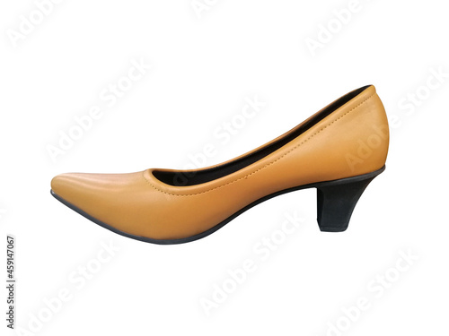 ฺBrown high heel isolated on white background with clipping path. women's fashion shoe.