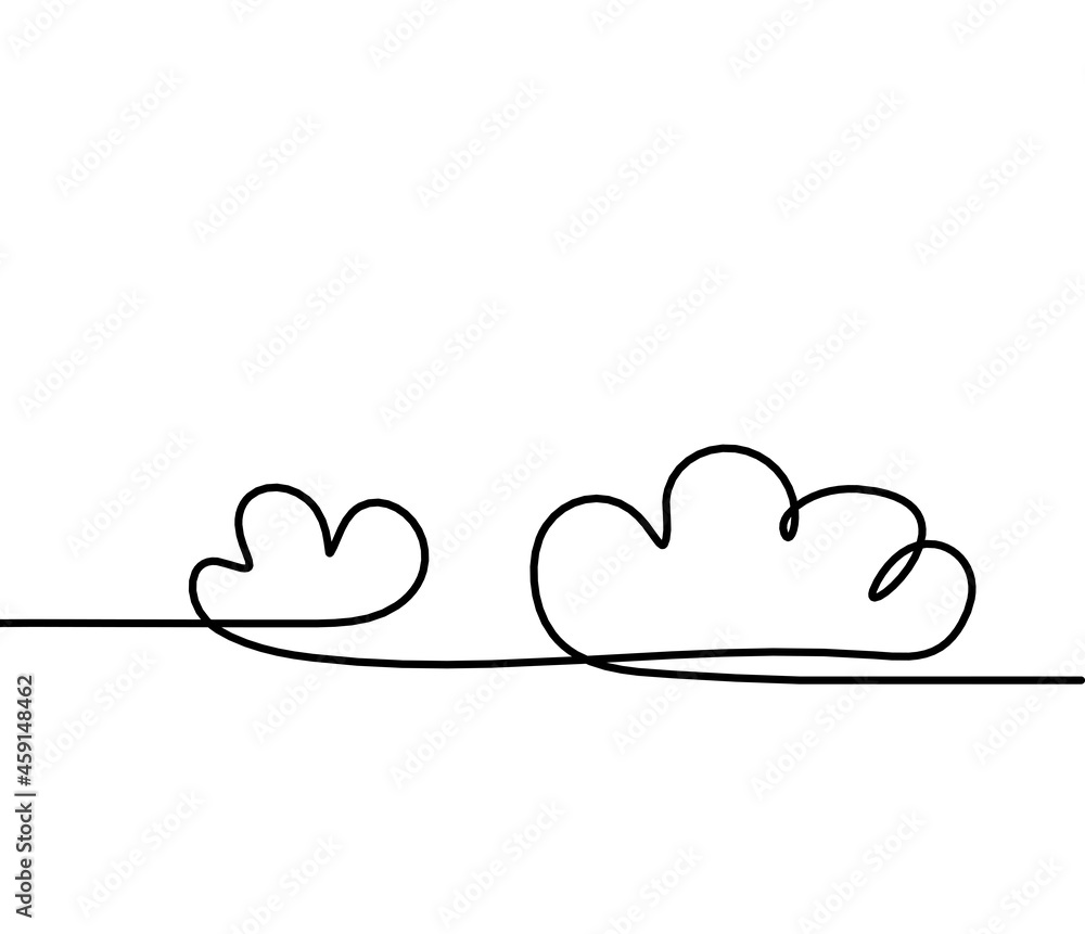 Abstract clouds as line drawing on white as background Abstract clouds as line drawing on white as background
