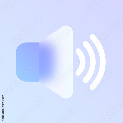 speaker glass morphism trendy style icon. loud speaker color vector icon with blur, transparent glass and purple gradient. for web and ui design, mobile apps and promo business polygraphy