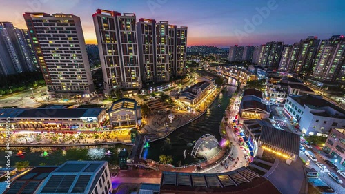 Venice is a newly built city of Gimpo. South Korea and is also a popular tourist destination. There is a boat to see the view in the canal in the heart of the city.Time lapse 4k