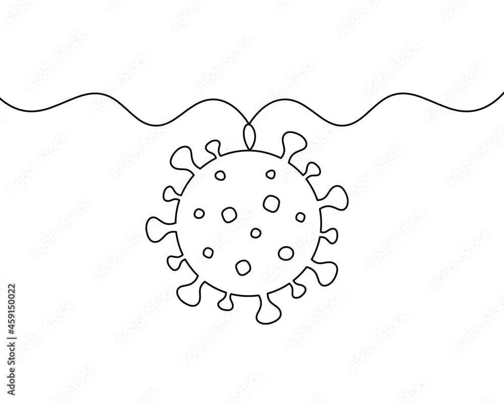 Abstract sign of corona virus as line drawing on white background. Vector