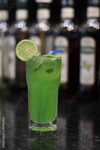 cocktail with lime and mint