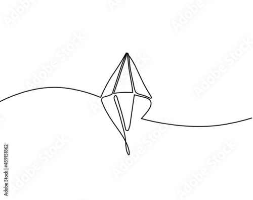 Abstract crystal as continuous lines drawing on white background. Vector