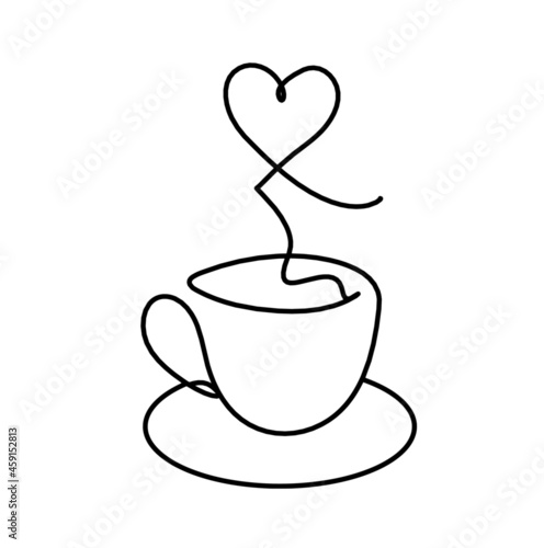 Abstract cup as continuous lines drawing on white as background. Vector