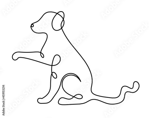 Silhouette of abstract dog as line drawing on white. Vector