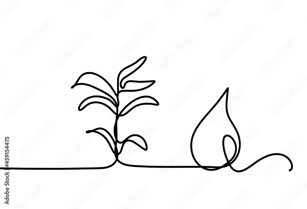 Abstract drop as line drawing on white background. Vector