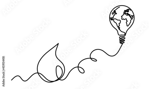 Abstract drop as line drawing on white background. Vector