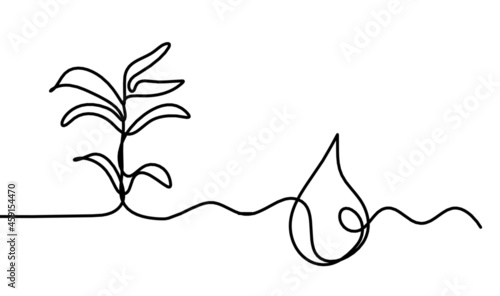 Abstract drop as line drawing on white background. Vector